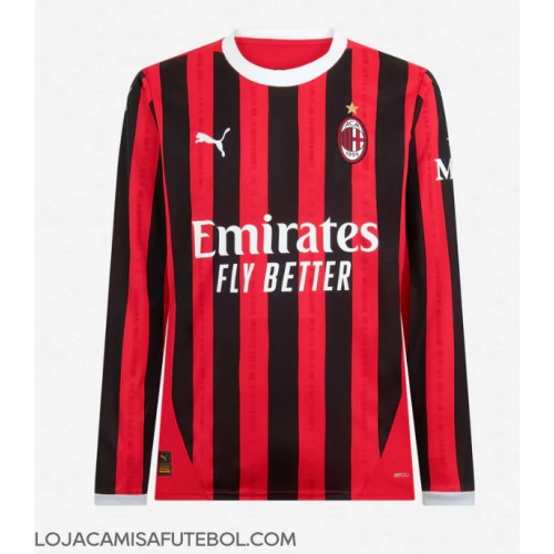 Camisa de Futebol AC Milan Equipamento Principal 2024-25 Manga Comprida